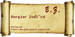 Bergler Zoárd névjegykártya